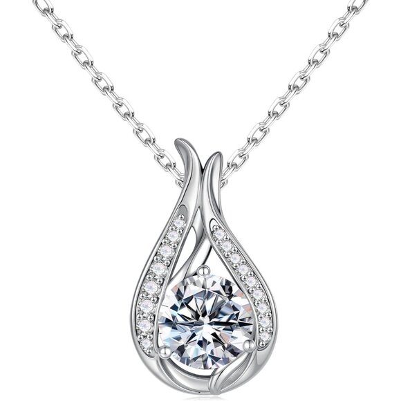 925 Sterling Silver Moissanite Pendant Necklace 1-3Ct D Color Fire Gift for Wome